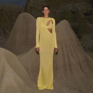 Baobab Yellow Asymmetrical Long Sleeve Bodycon Dress